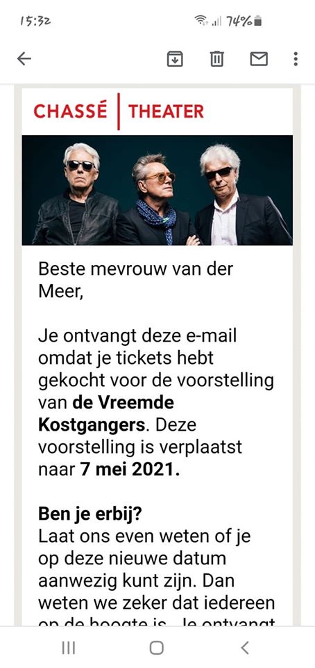 March 27 2020 Breda Vreemde Kostgangers show rescheduled to May 07 2021